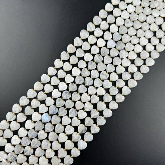 Moonstone Rainbow Faceted Heart Shaped Beads - (AA Quality)