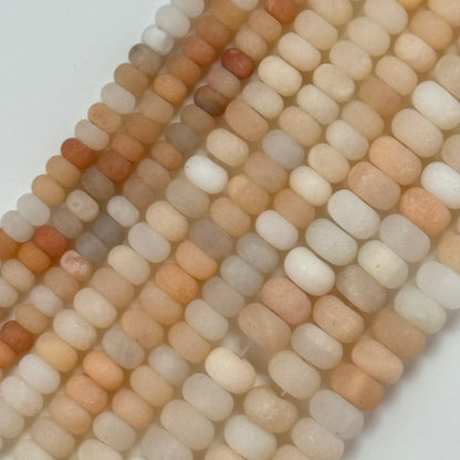 Peach Aventurine Frosted Rondelle Beads image 3
