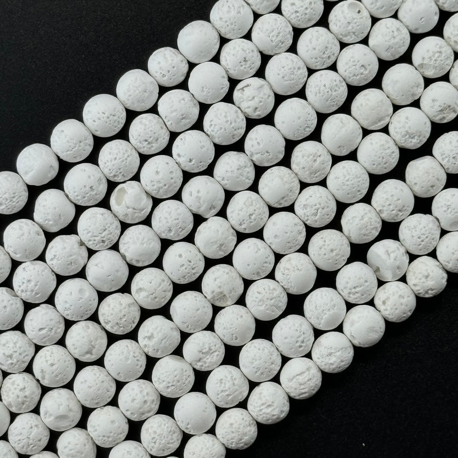 White Lava Stones | 4-10mm Round Beads image 0