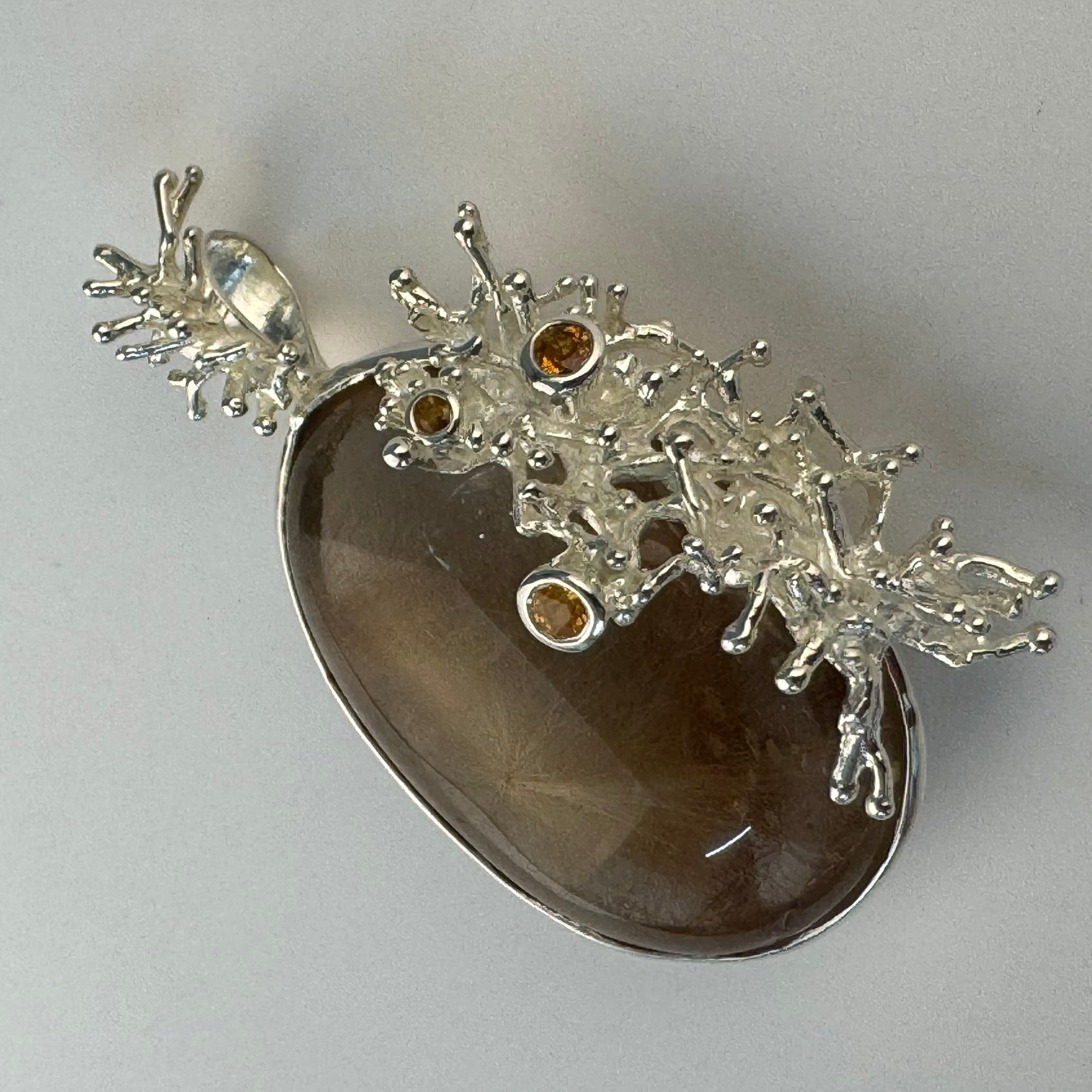 Golden Rutilated Quartz Coral Reef Pendant with Three Yellow Sapphires image 6