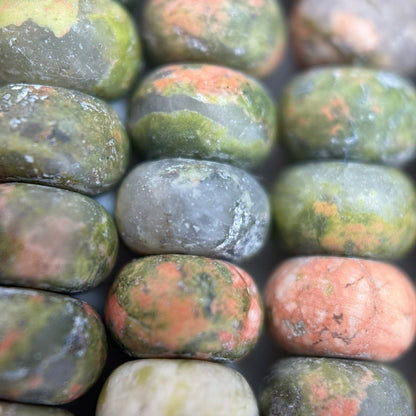 Unakite Frosted Rondelle Beads image 2
