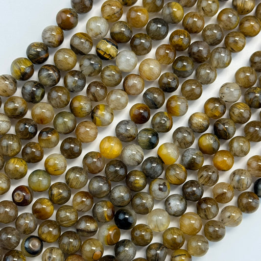 Quartz with Tiger's Eye Polished Round Beads image 0