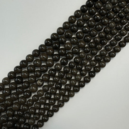 Jasper Coffee Bean Polished Round Beads (AA Quality)