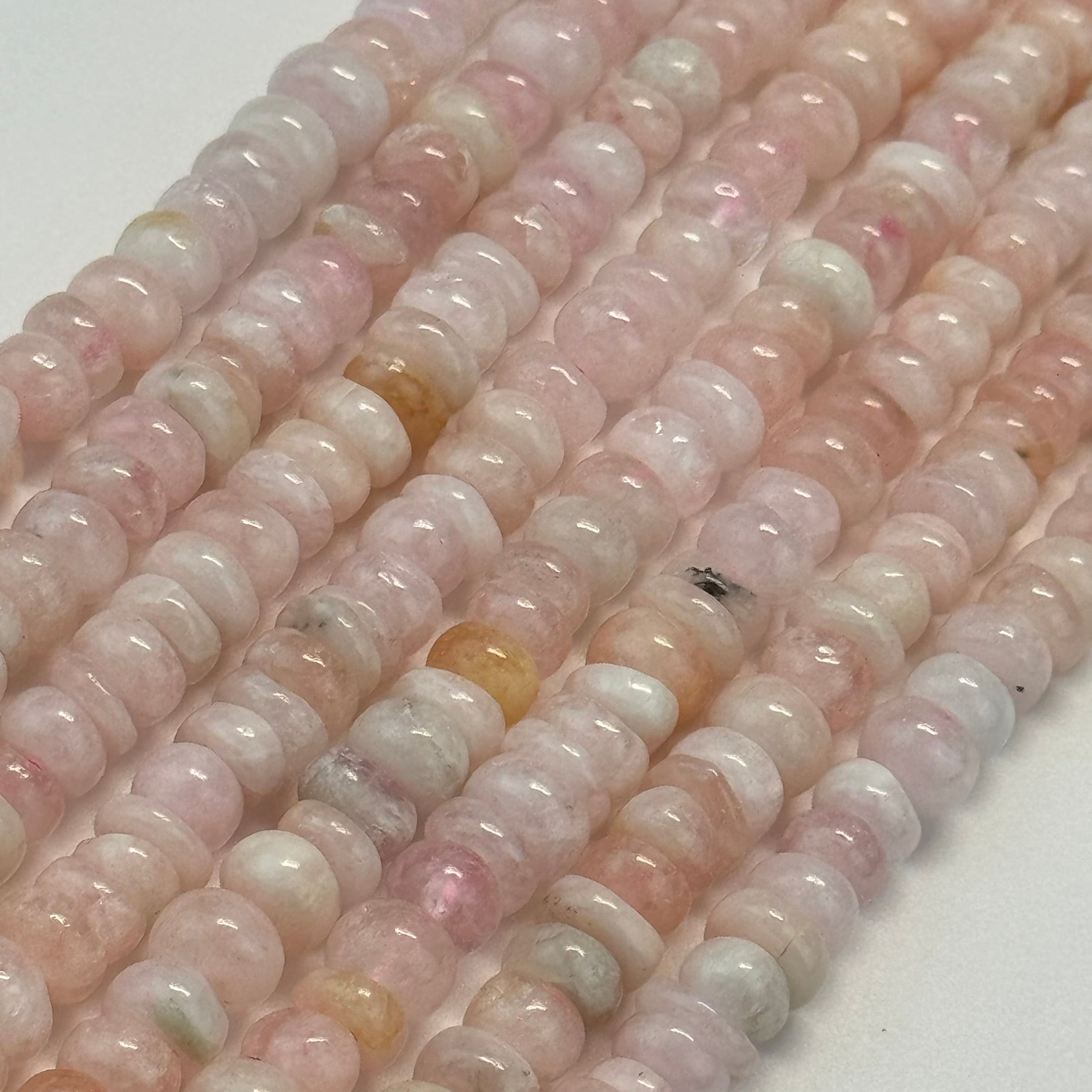 Morganite Rondelle Polished Beads image 3