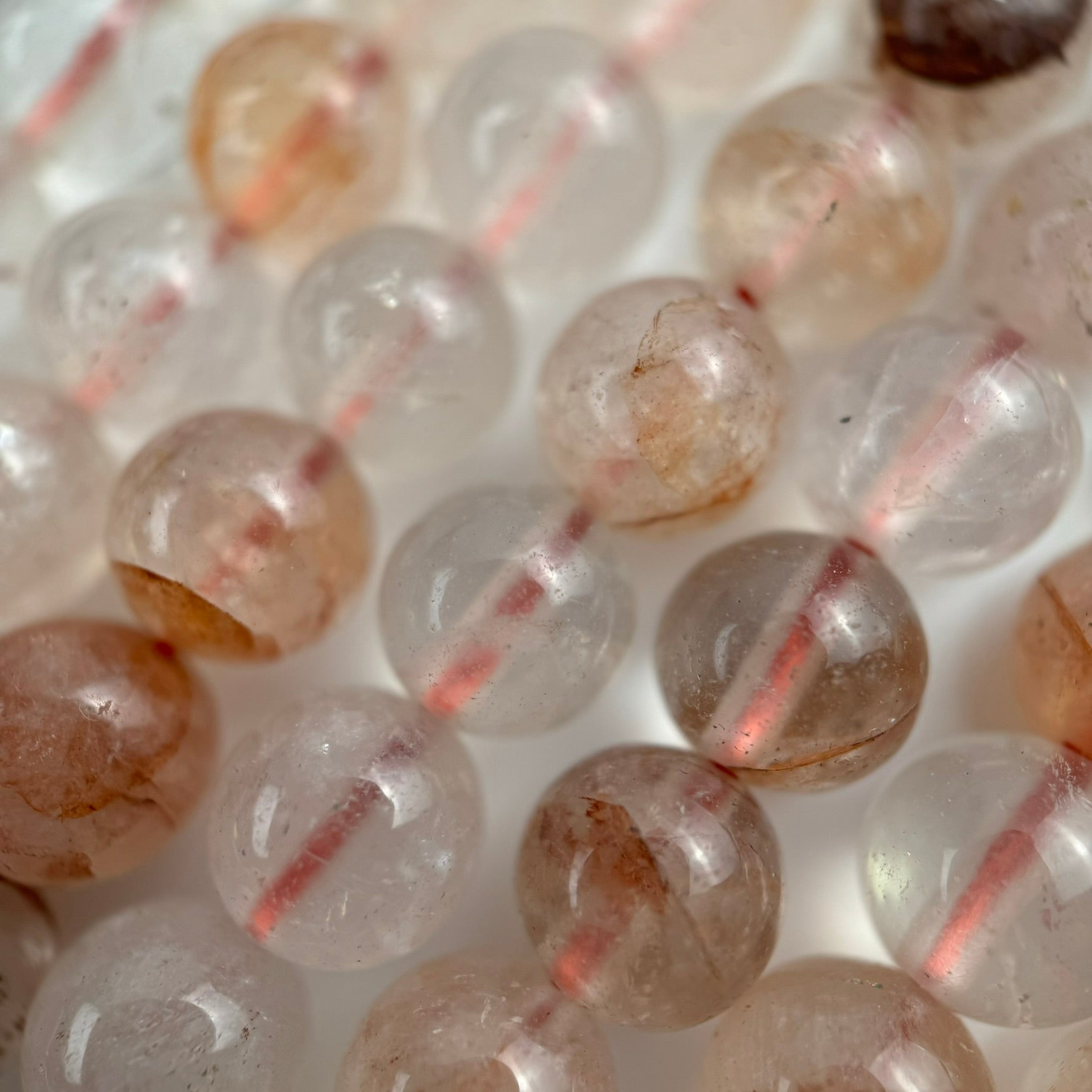 Orange Phantom Quartz Polished Round Beads image 1