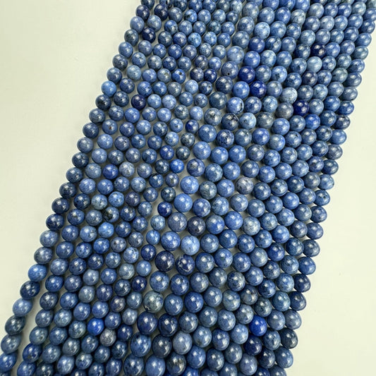 Dumortierite Polished Round Beads - (AA Quality)