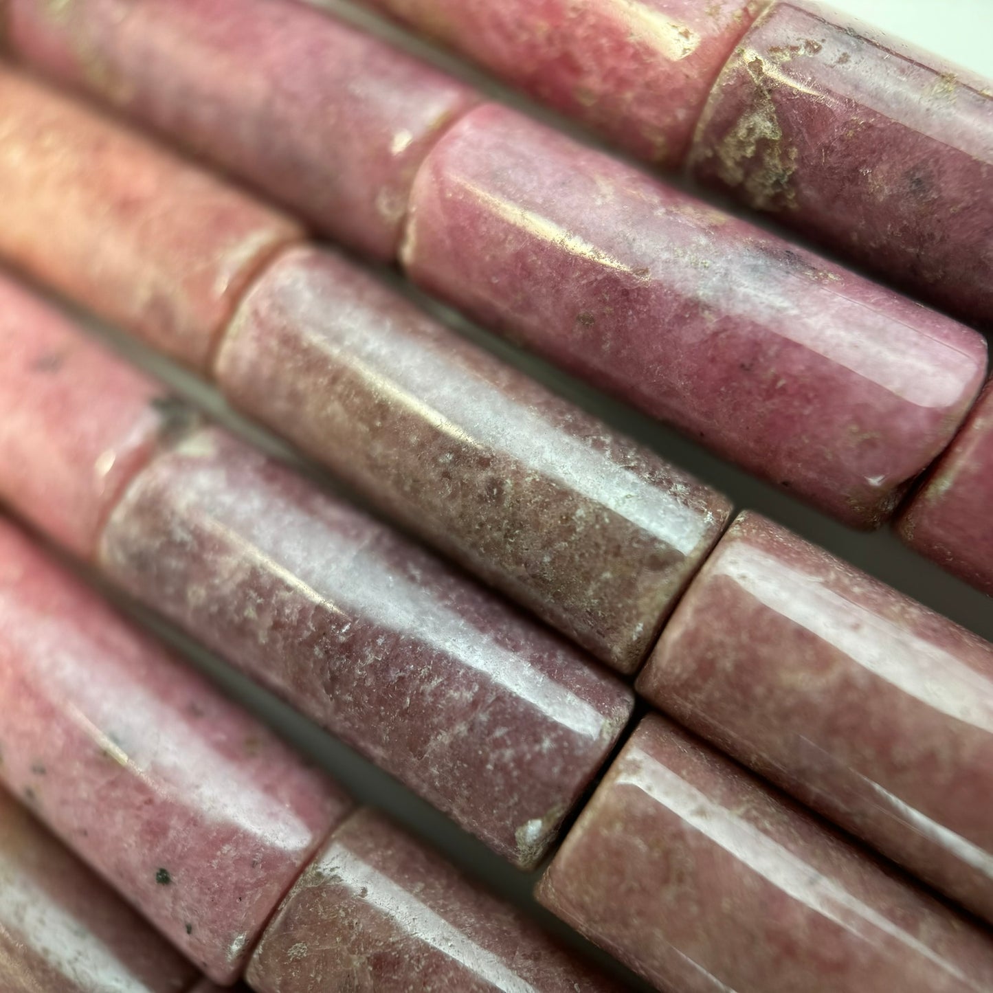 Rhodonite Cylinder Beads image 1
