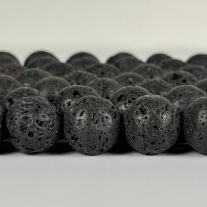 Black Lava Stones Waxed  Round Beads image 4