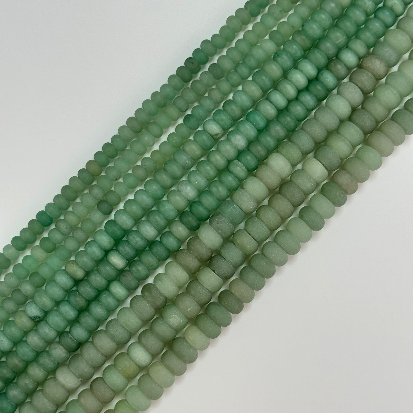Green Aventurine Frosted Rondelle Beads image 3