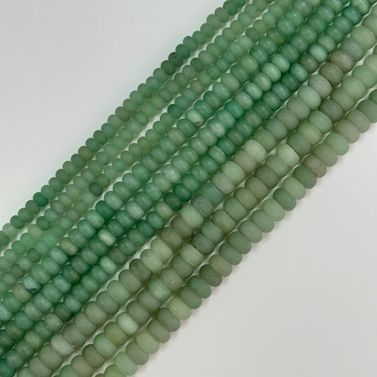 Green Aventurine Quartz Frosted Rondelle Beads