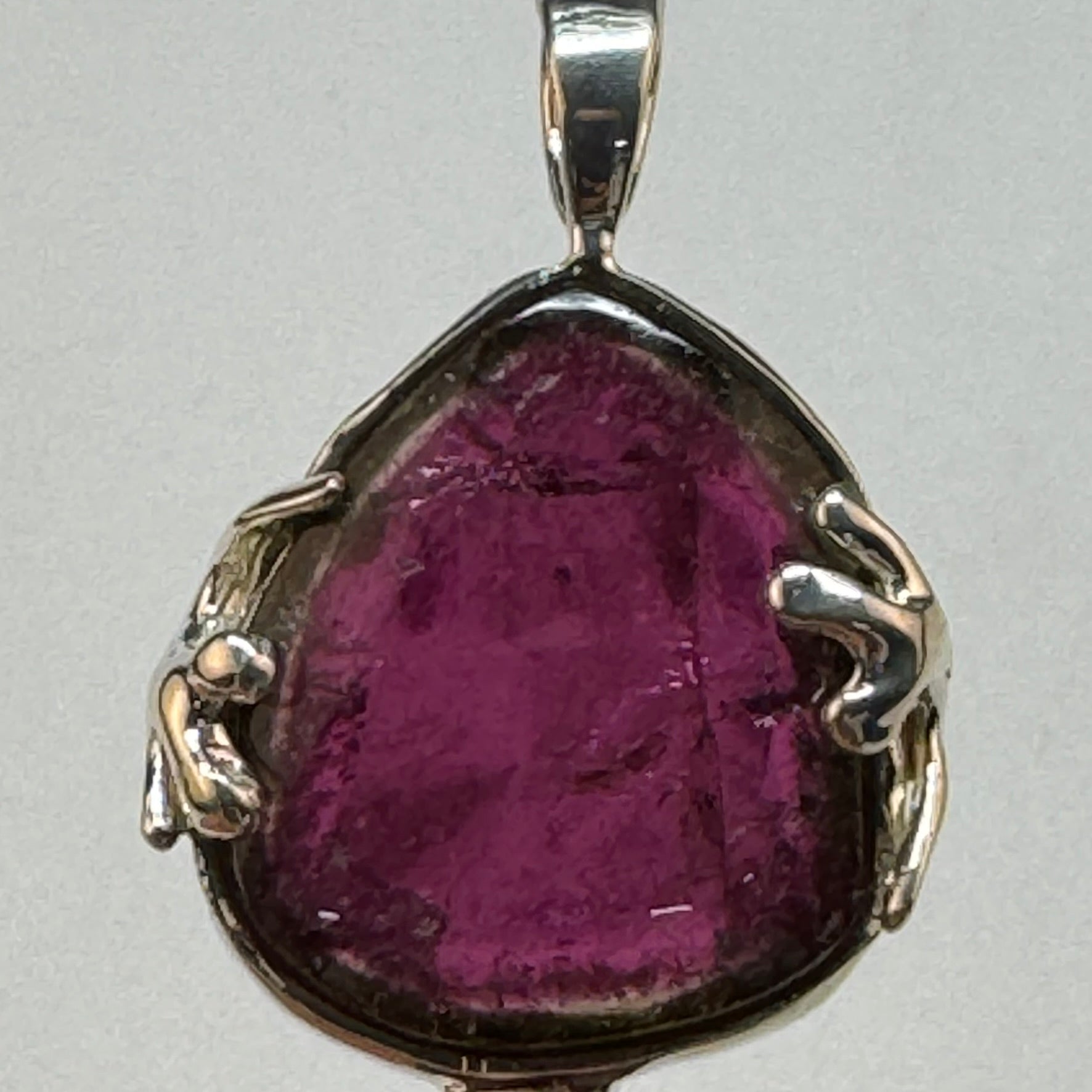 Triple Gemstone Pendant: Watermelon Tourmaline, Mexican Fire Agate & Pink Spinel image 2