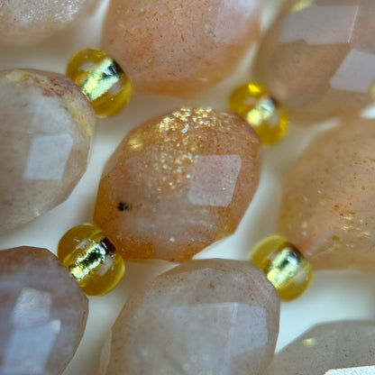 Moonstone Sunstone Faceted Barrel 8 Beads image 3
