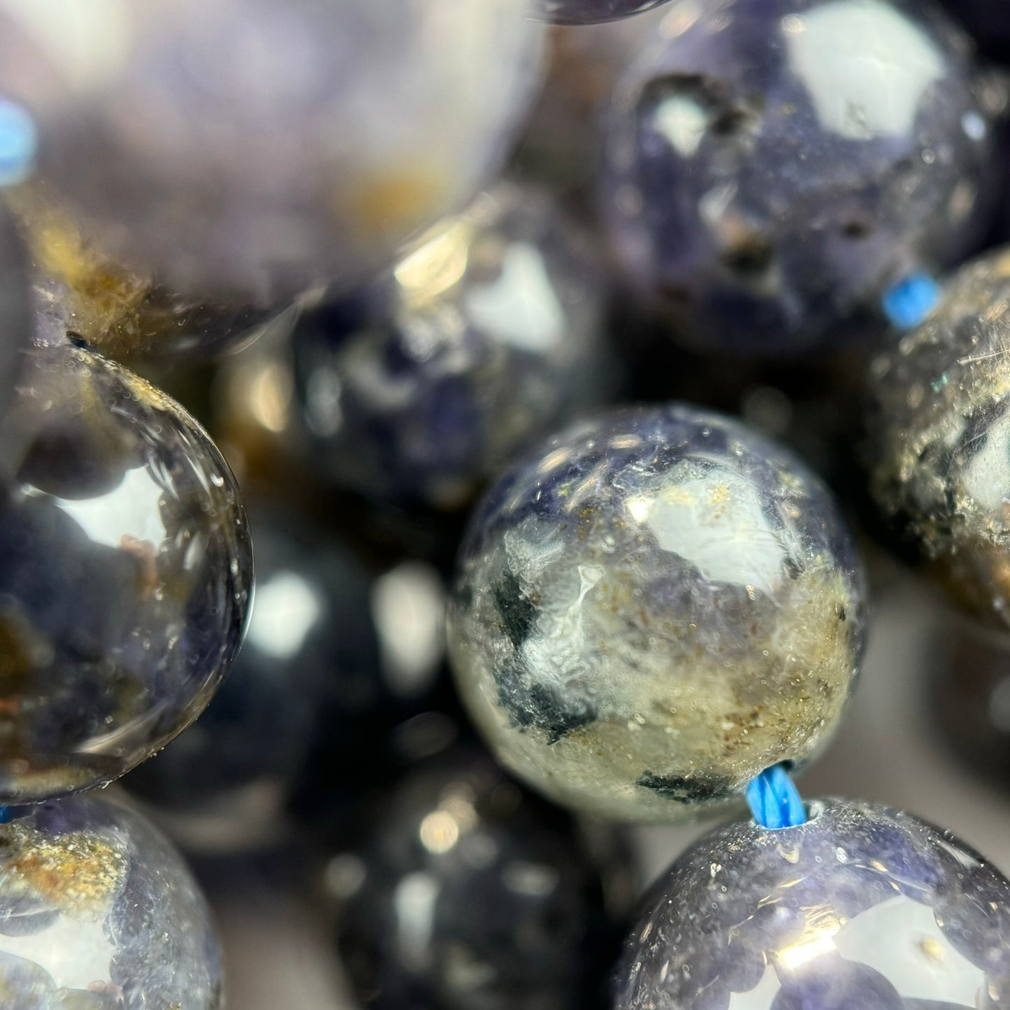 Iolite (Water Sapphire) Polished Round Beads  - 2 image 5