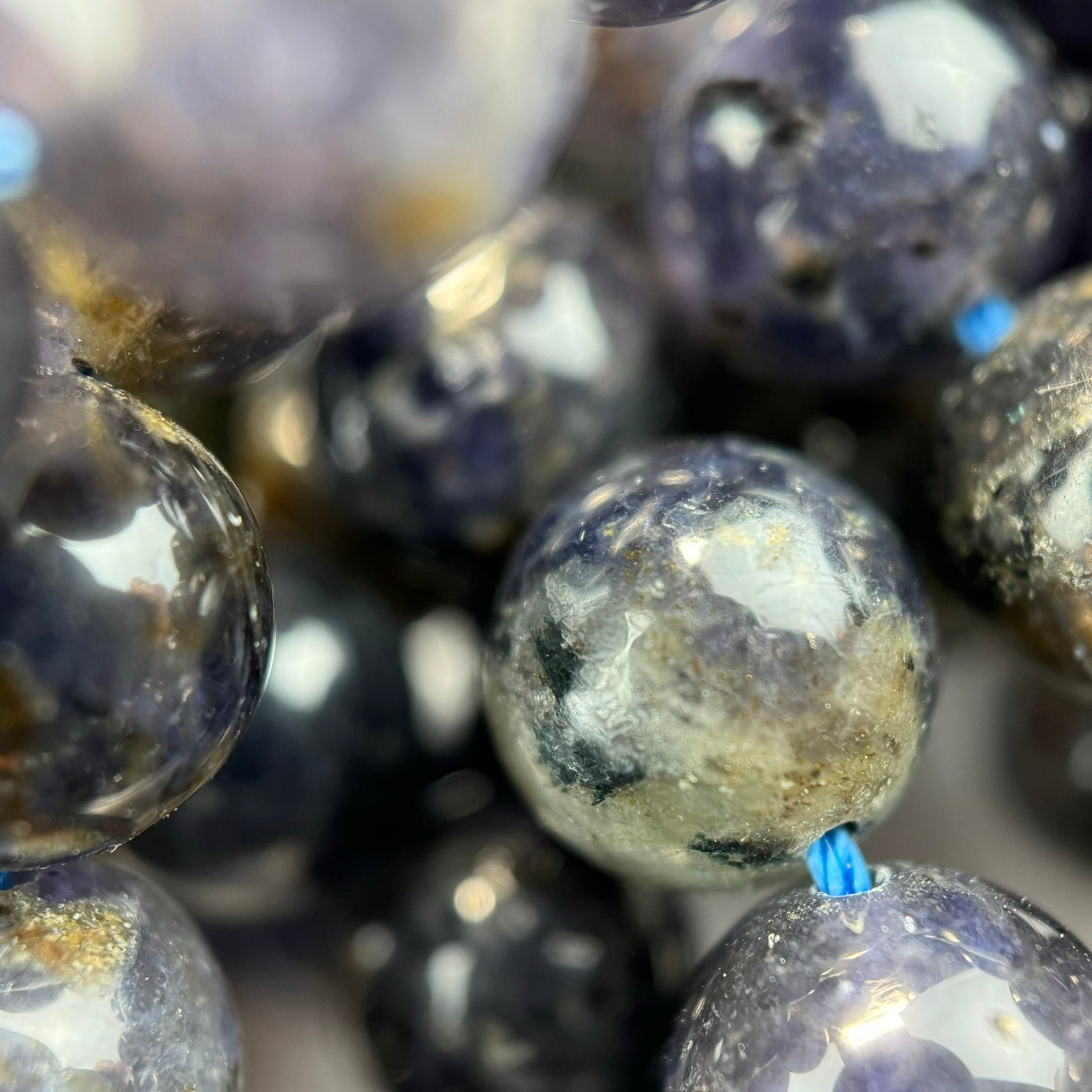 Iolite (Water Sapphire) Polished Round Beads  - 2 image 5