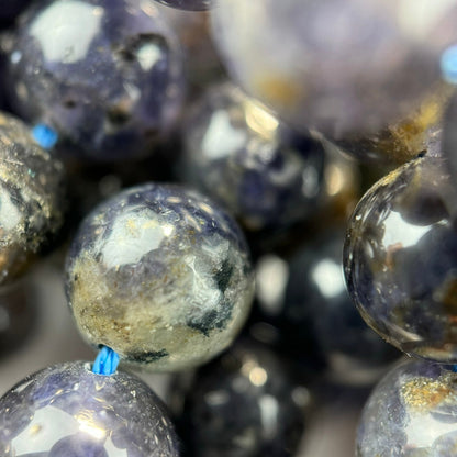 Iolite (Water Sapphire) Polished Round Beads  - 2 image 5