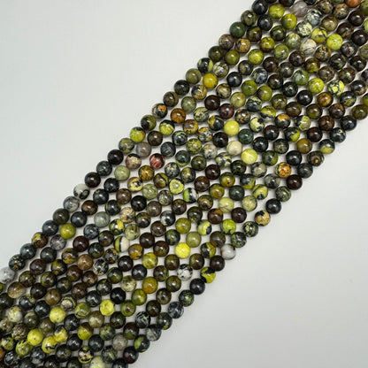 Green Dendritic Opal Polished Round Beads image 4