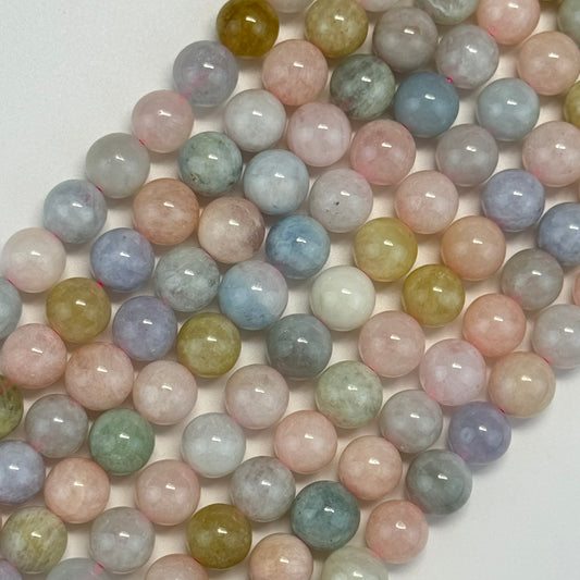 Morganite Aquamarine Polished Round Beads image 0