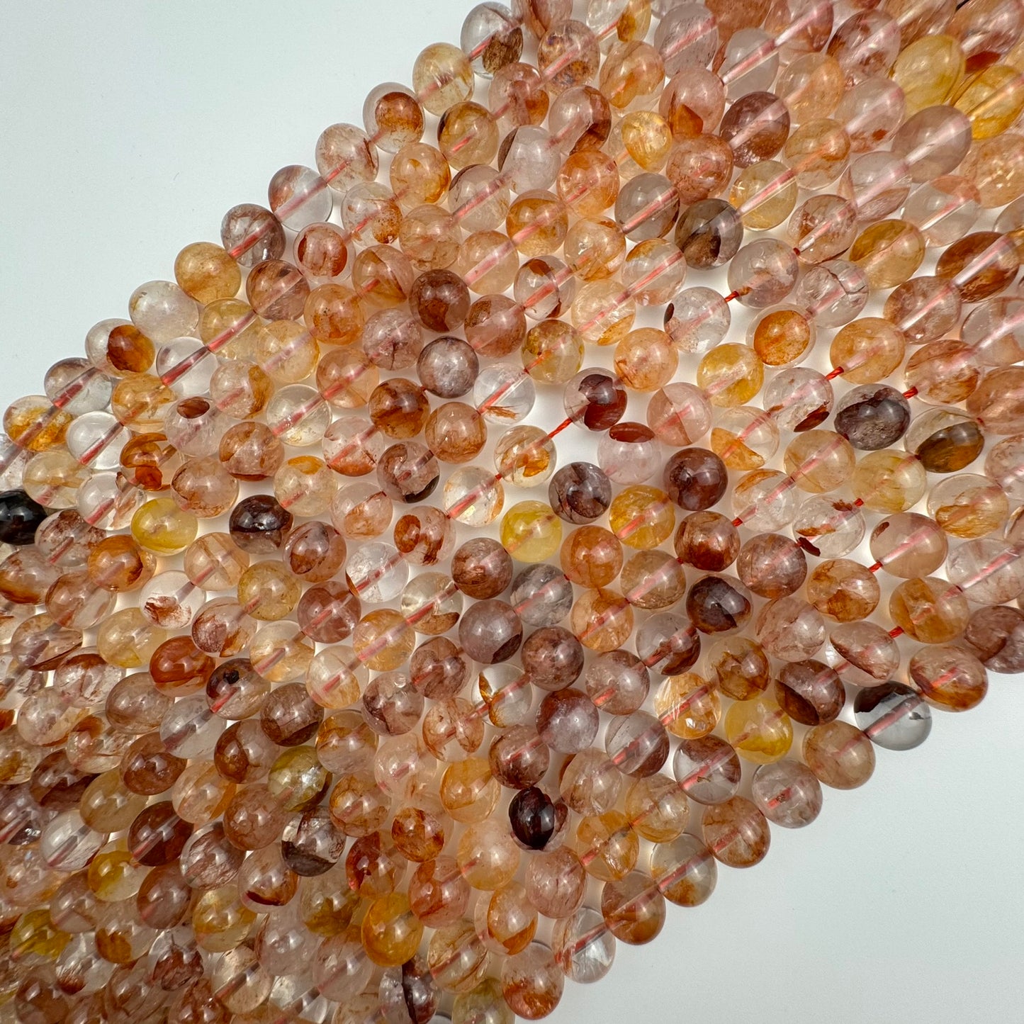 Red Hematoid Quartz Polished  Round Beads image 2
