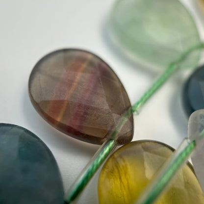 Multicolor Flurite Faceted Pear Shape Beads image 9