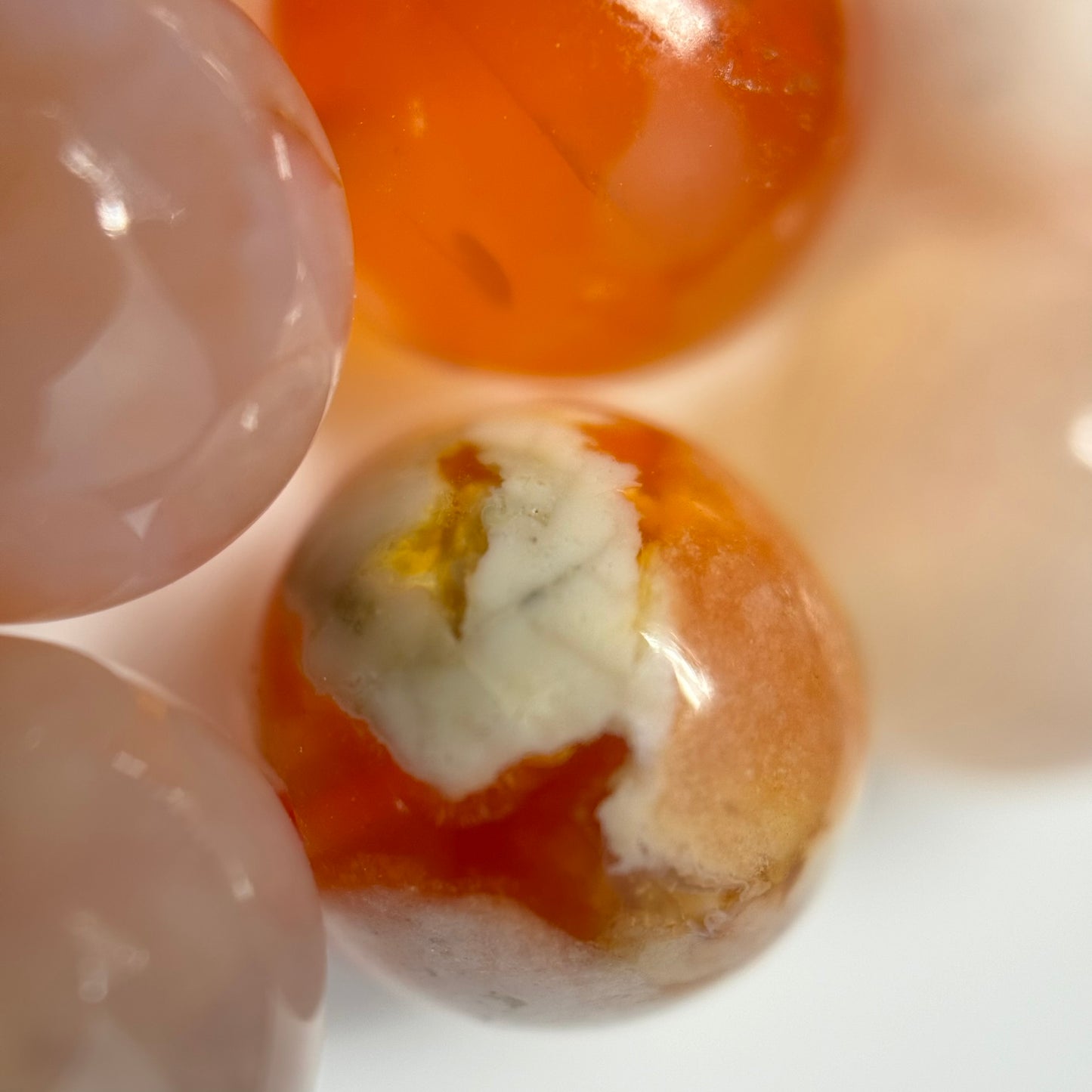 Orange Sakura Agate Polished Round Beads image 5
