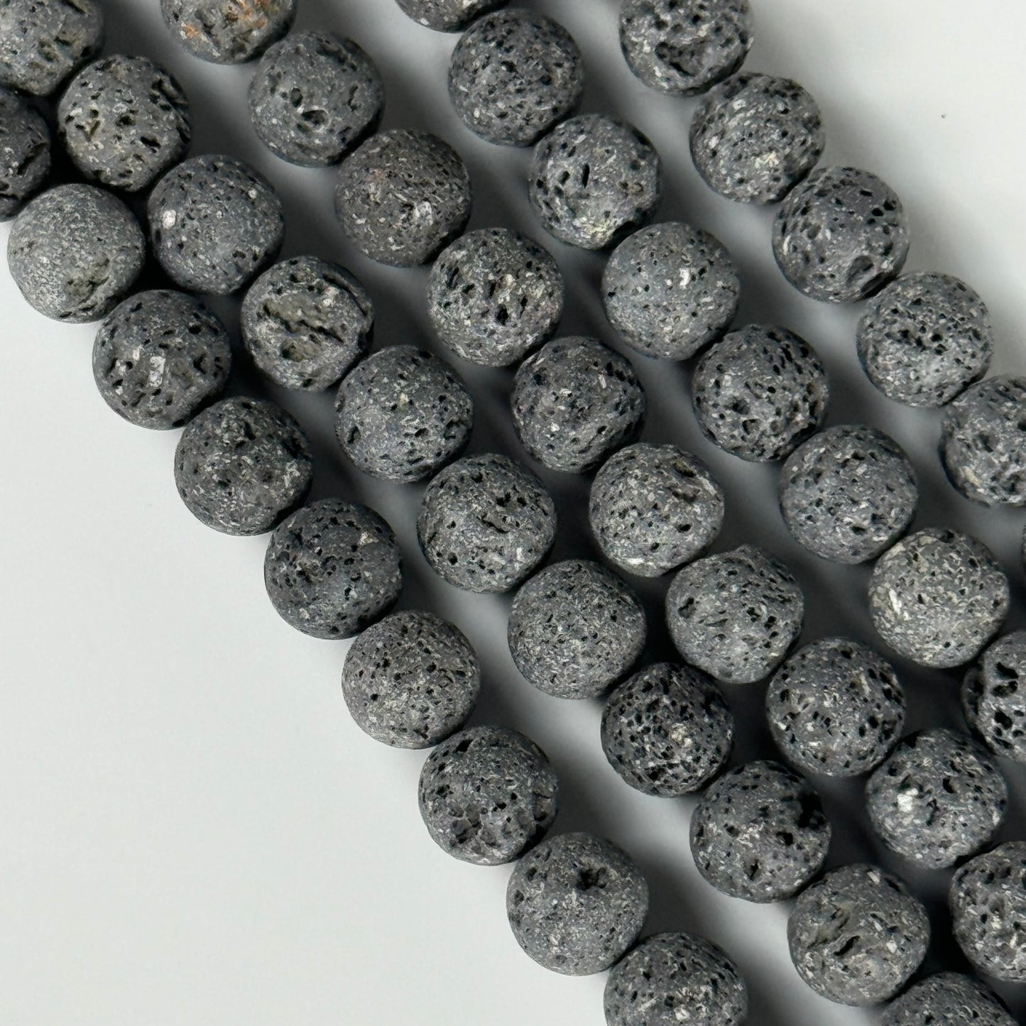 Black Lava Stones Unwaxed Round Beads image 5