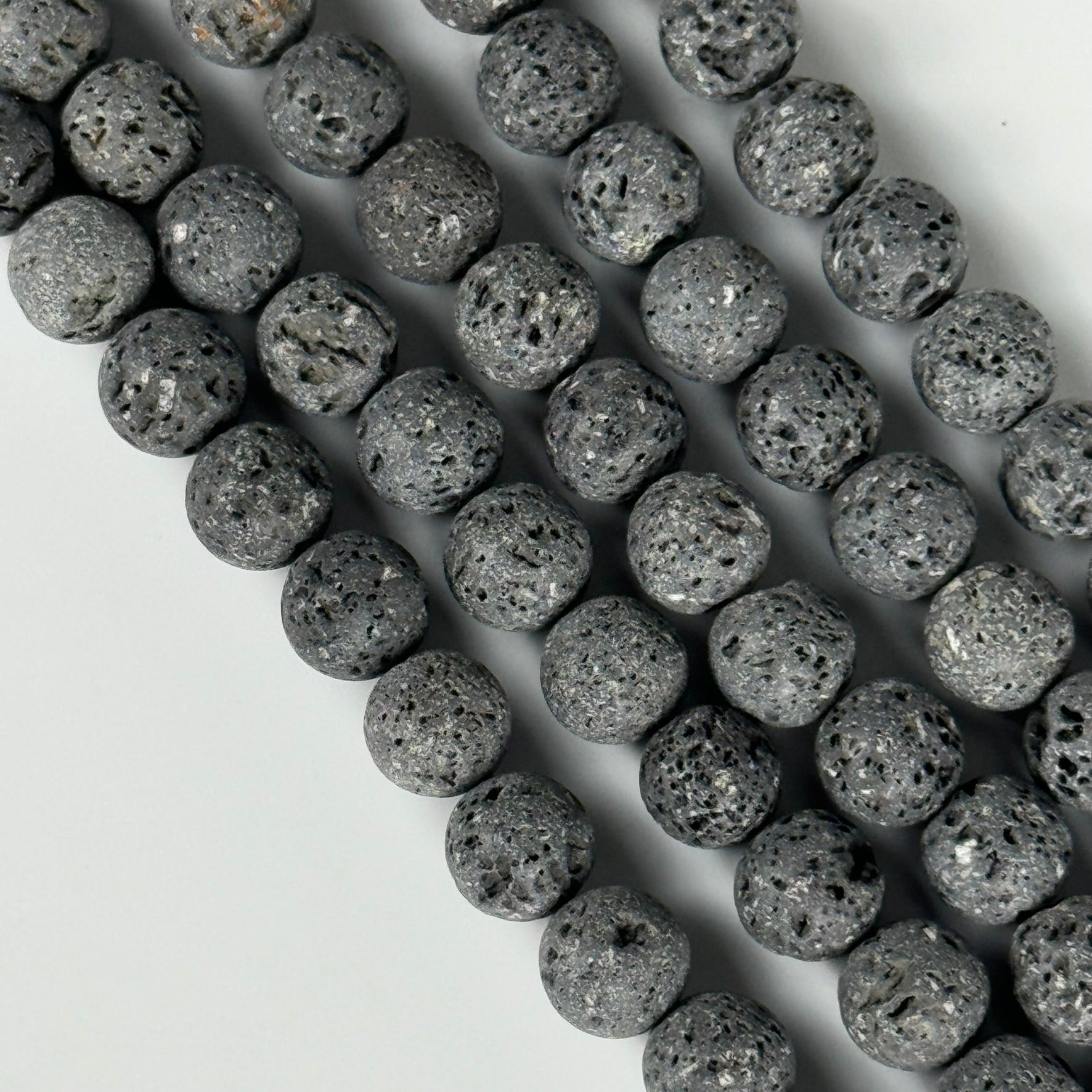 Black Lava Stones Unwaxed Round Beads image 5