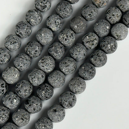 Black Lava Stones Unwaxed Round Beads image 5