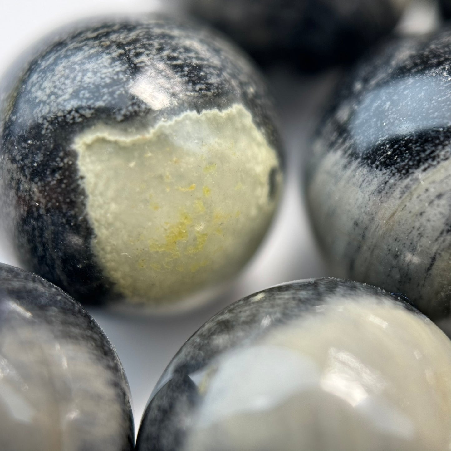 Black Silver Leaf Round Beads image 4