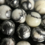 Black Network Jasper Polished Round Beads image 2