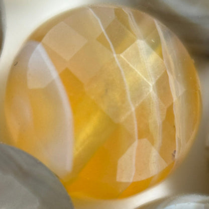 Banded Agate Gemstone Beads - Lentil Shape - Faceted Finish 