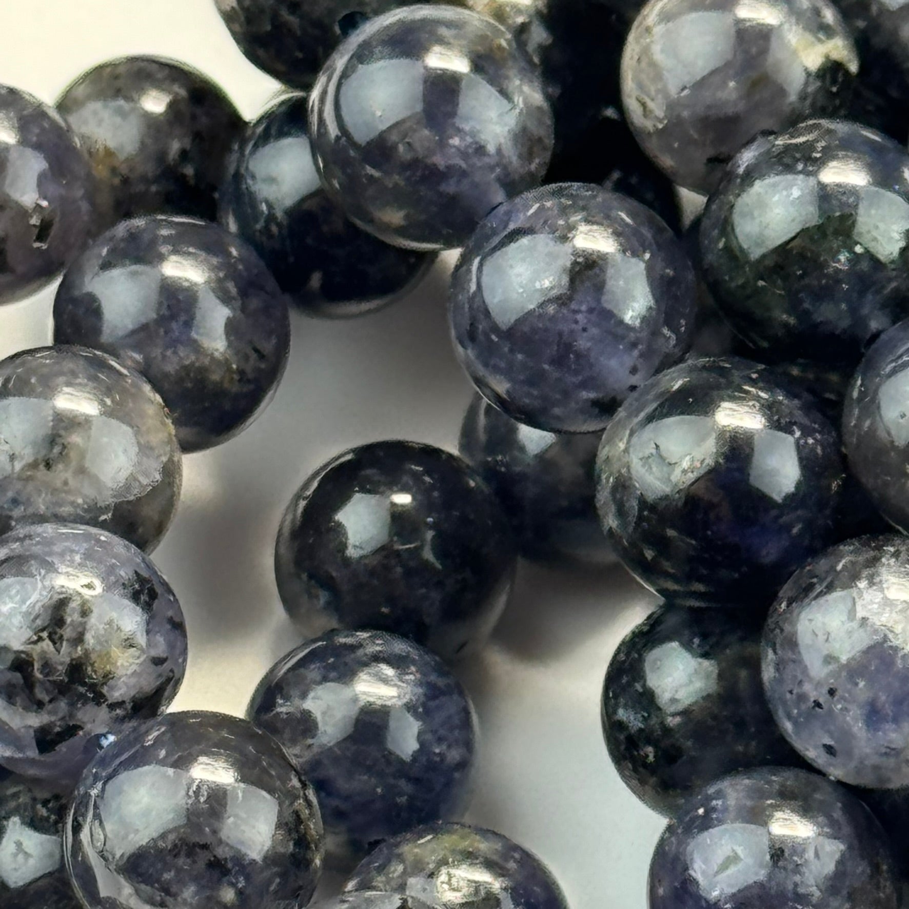 Iolite (Water Sapphire) Polished Round Beads  - 2 image 8