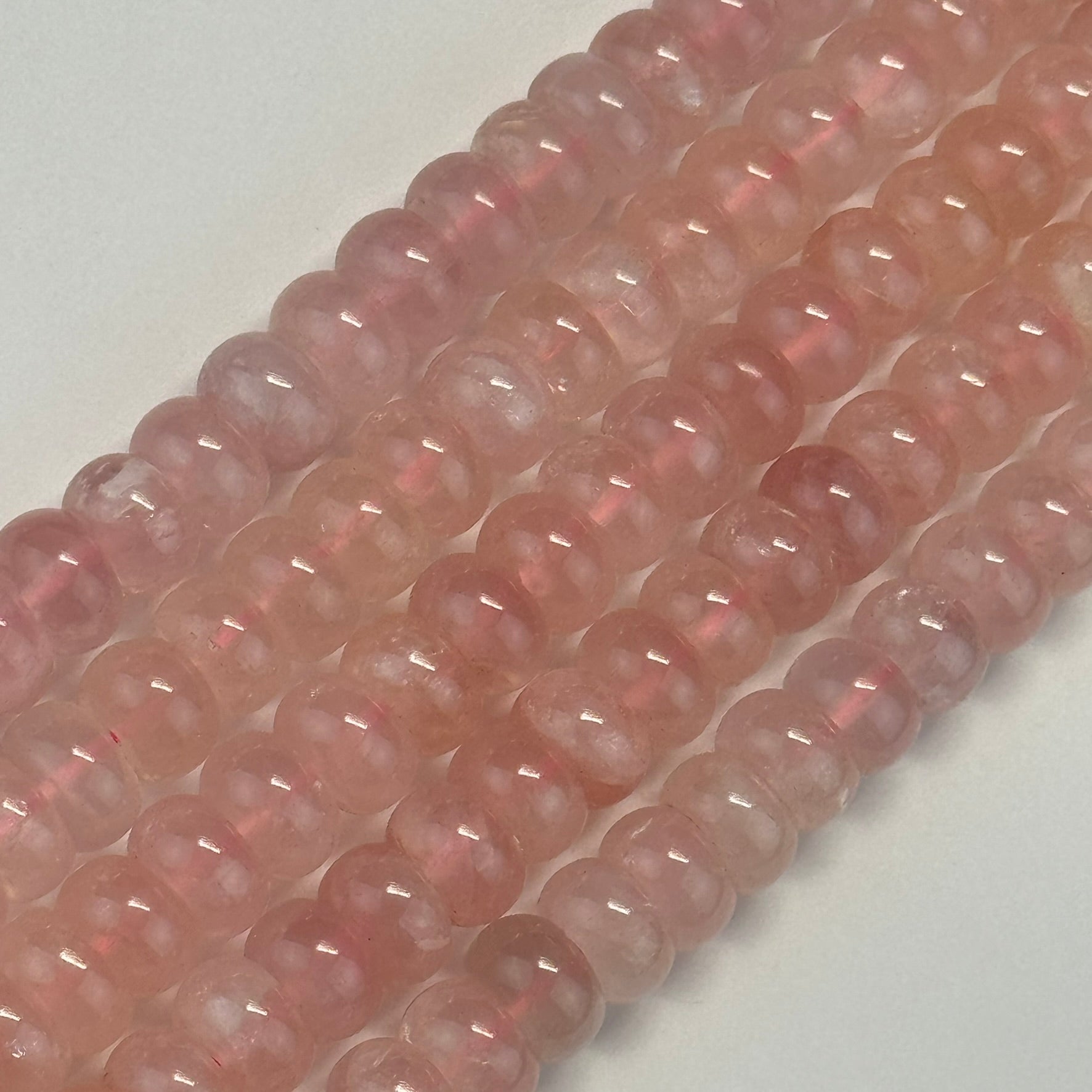 Rose Quartz Flat Rondelle Polished Beads image 5