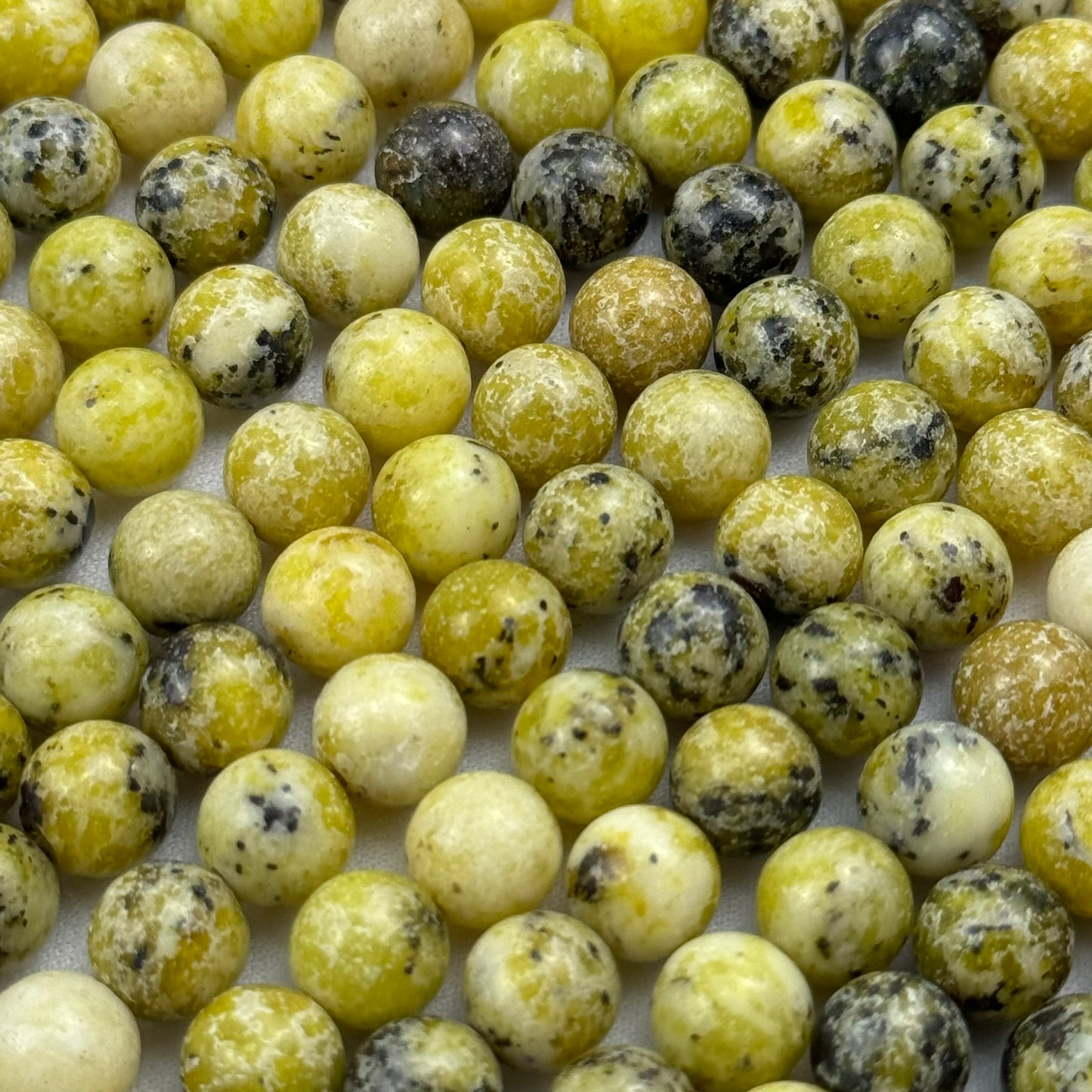 Dendritic Yellow Serpentine Polished Round Beads image 2