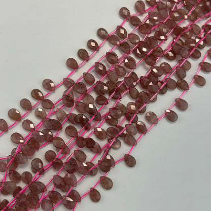 Strawberry Quartz Faceted Pear Shaped Beads image 5