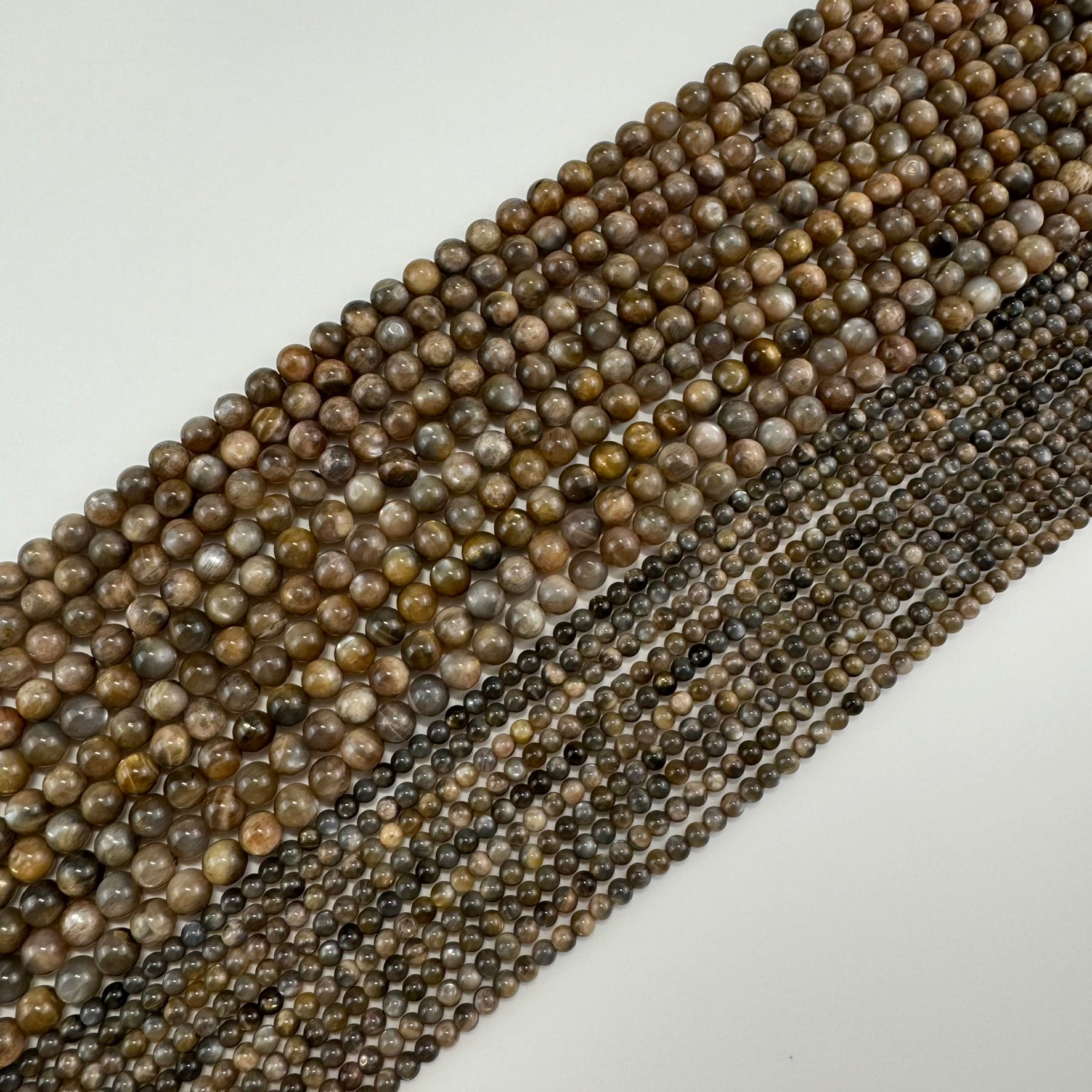 Sunstone & Moonstone Chocolate Polished Round Beads image 3