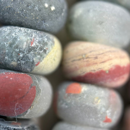 African Bloodstone Frosted Rondelle Beads image 2
