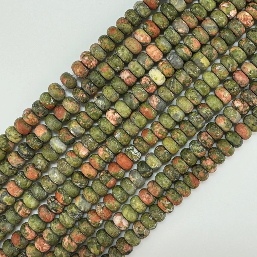 Unakite Frosted Rondelle Beads image 0