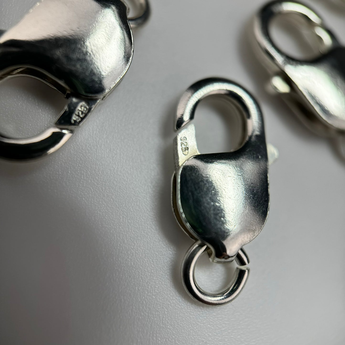 925 Sterling Silver Oblong Lobster Clasp Open Jump Ring 18mm - (Each) image 2