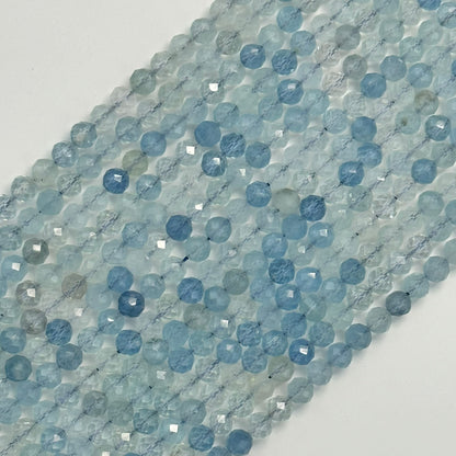 Aquamarine Faceted Round Gemstone Beads - AAA Quality image 0