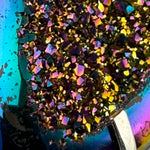 Titanium-Coated Druzy Pendant with Three Blue Zircons image 7