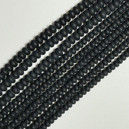 Black Onyx Frosted Rondelle Beads image 5