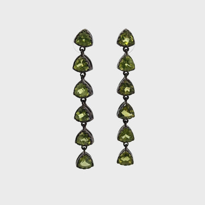 Peridot Pendant and Earrings - Sterling Silver, Black Rhodium