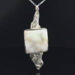 White Druzy Quartz Freeform Pendant