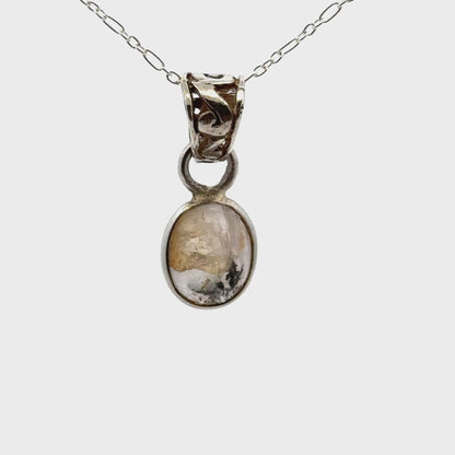 Sacred Seven Oval Pendant – Polished Natural Crystal Talisman in 925 Sterling Silver