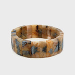 Bracelet: Golden Rutilated Quartz With Hematite Crystal Bangle Bracelet