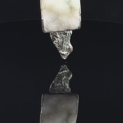 White Druzy Quartz Freeform Pendant