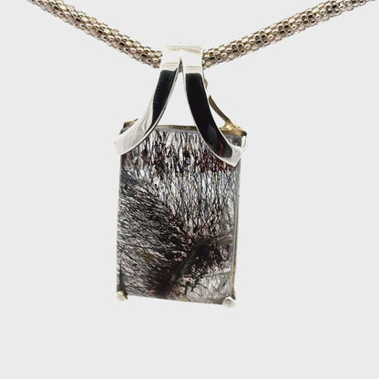 Sacred Seven Rectangular Pendant – Checker Board Crystal Jewelry in 925 Sterling Silver