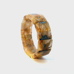 Bracelet: Golden Rutilated Quartz With Hematite Crystal Bangle Bracelet