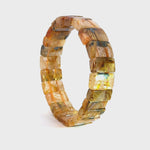 Bracelet: Golden Rutilated Quartz With Hematite Crystal Bangle Bracelet