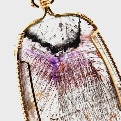 Sacred Seven Freeform Pendant – 14k Yellow Gold Filled Wire-Wrapped Natural Gemstone in 925 Sterling Silver